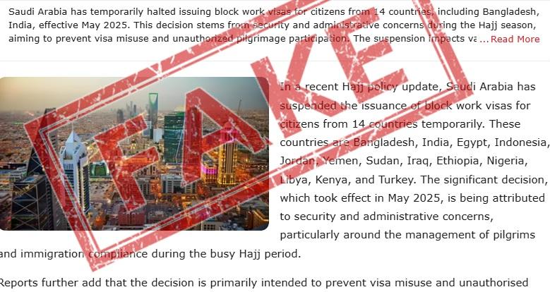 MEA slams 'fake' reports on Saudi visa issue, says temporary restrictions on short term visas during Haj