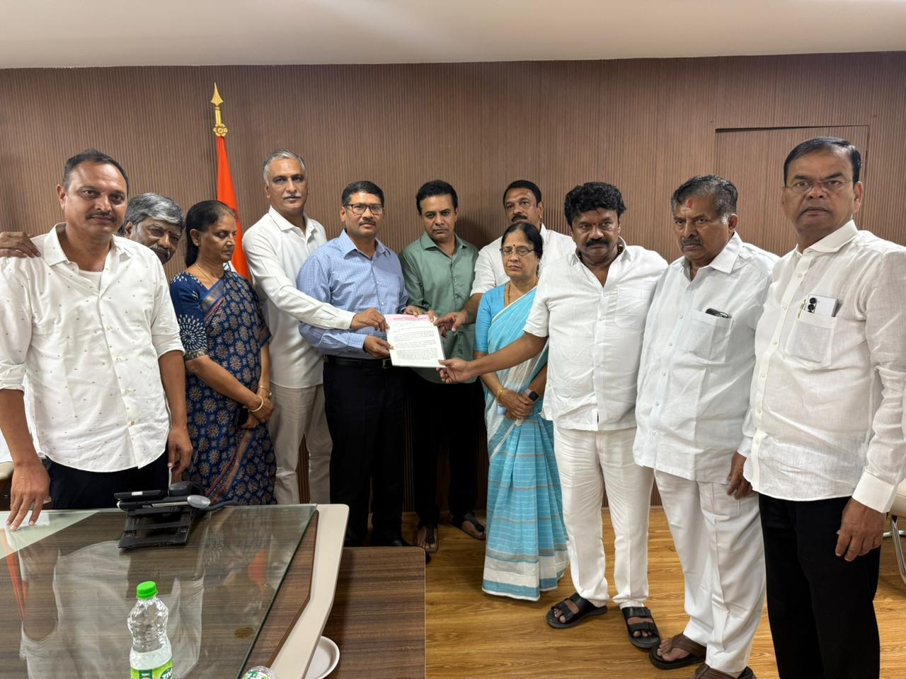 BRS leaders stage protest over bus fare hike in Hyderabad (Ld)