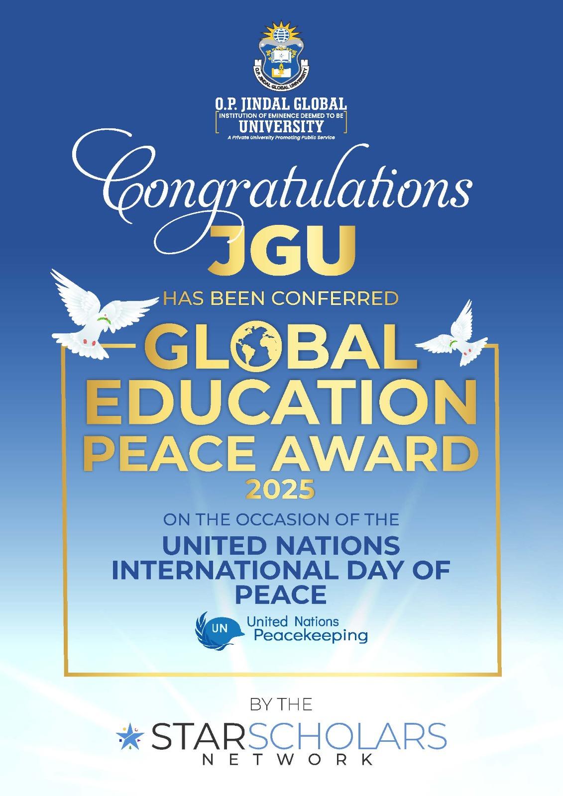 Global Education for Peace Award honours JGU for championing world peace through higher education