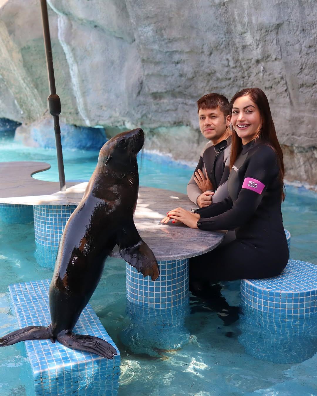 Surbhi Chandna enjoys a playful day with dolphins in Abu Dhabi