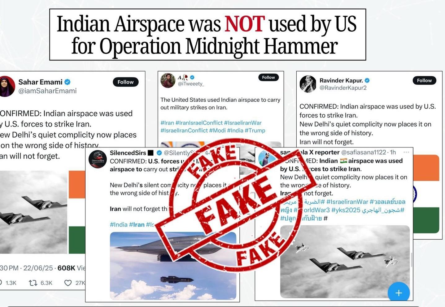 Govt debunks social media posts claiming US aircraft used Indian airspace to strike Iran