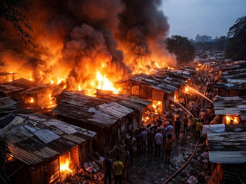Kolkata: Several shanties gutted in fire in Garden Reach area on Christmas