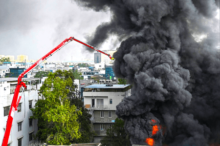 Major fire in Ghaziabad's Mainapur Industrial Area; 20 fire tenders pressed into service to douse flames