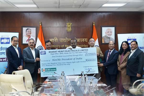 BHEL pays dividend cheque of over Rs 109 crore to govt