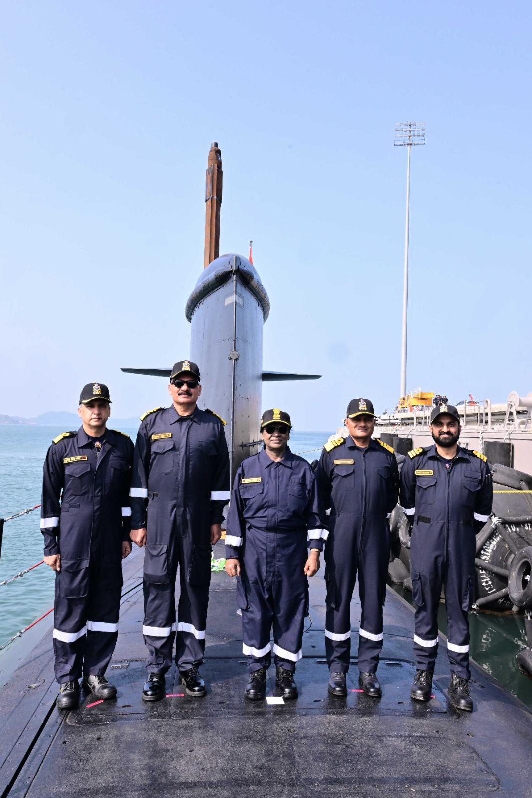 President Murmu undertakes dived sortie onboard Navy's indigenous submarine