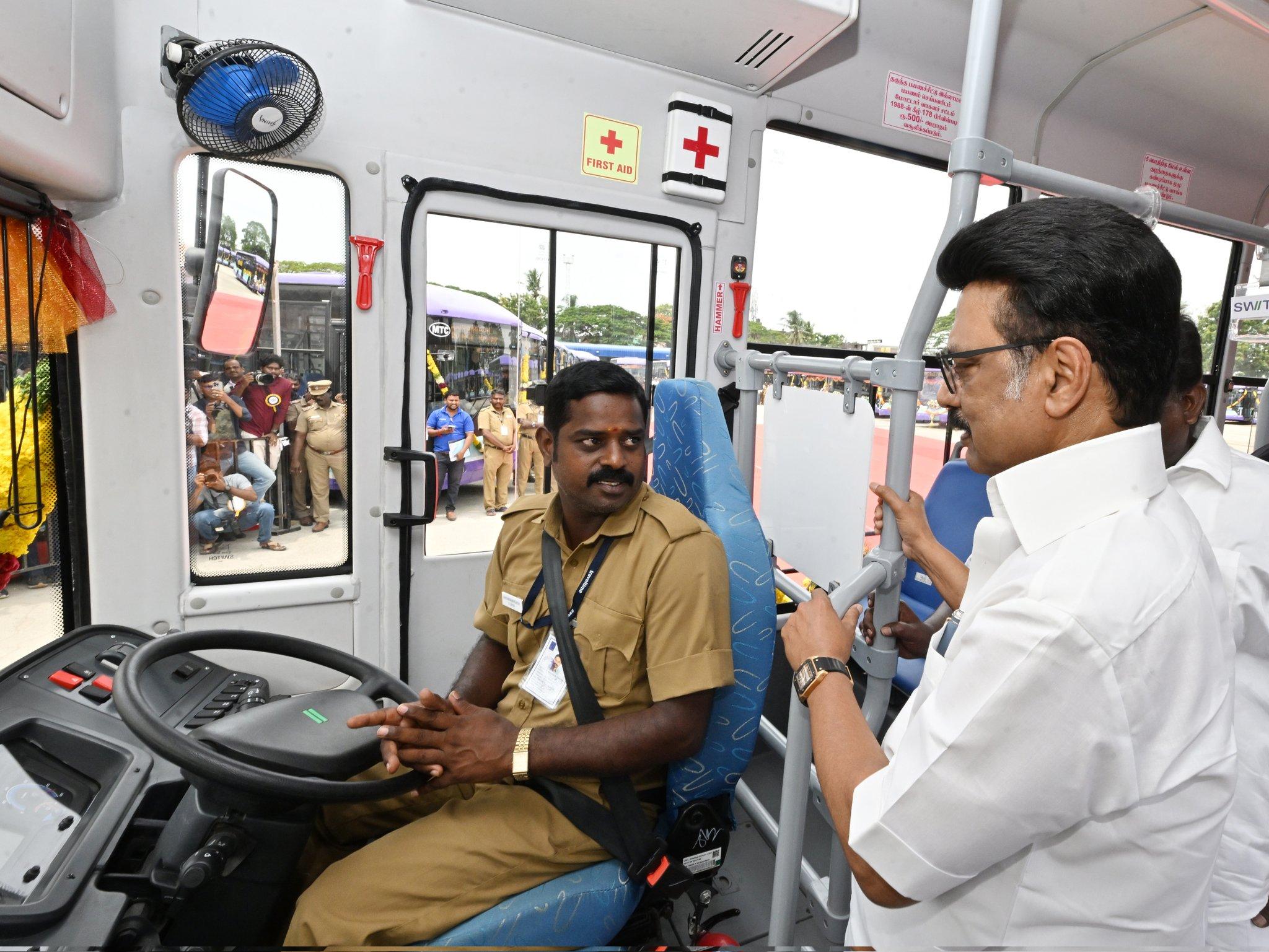 Chennai rolls out first fleet of 120 electric buses, MK Stalin flags off initiative