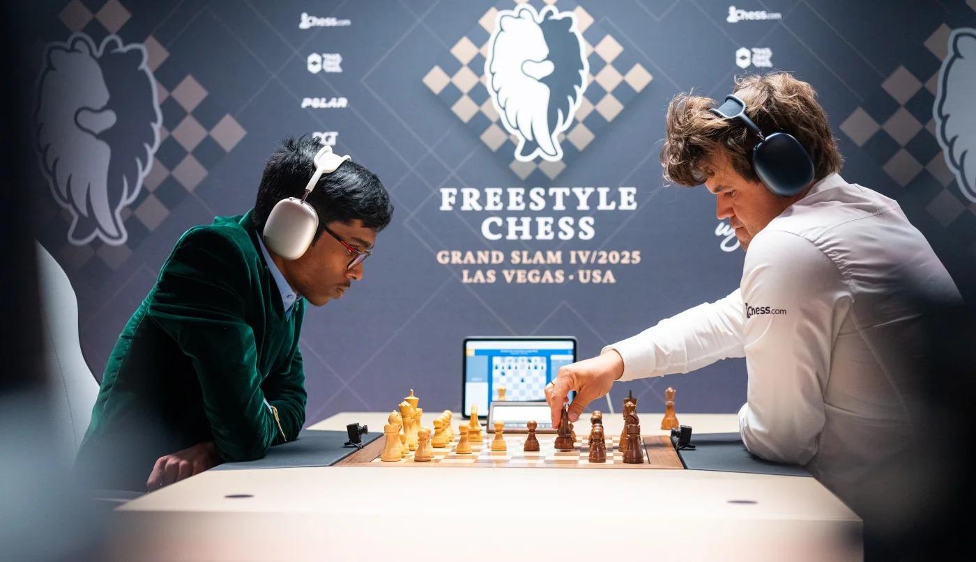 Praggnanandhaa stuns Carlsen in Las Vegas, takes joint lead in Freestyle Chess Grand Slam