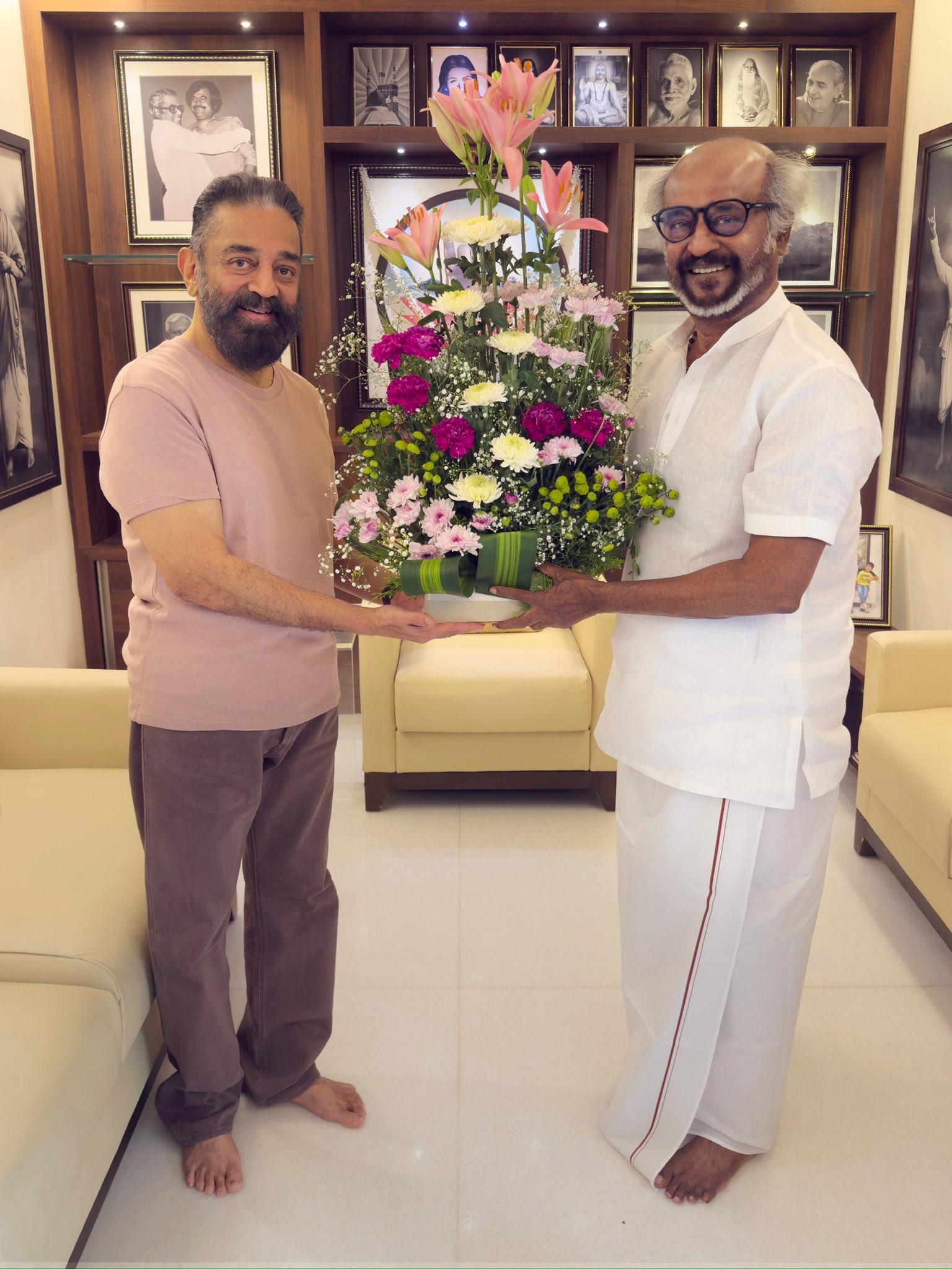 Rajinikanth congratulates Kamal Haasan on becoming a member of the Rajya Sabha