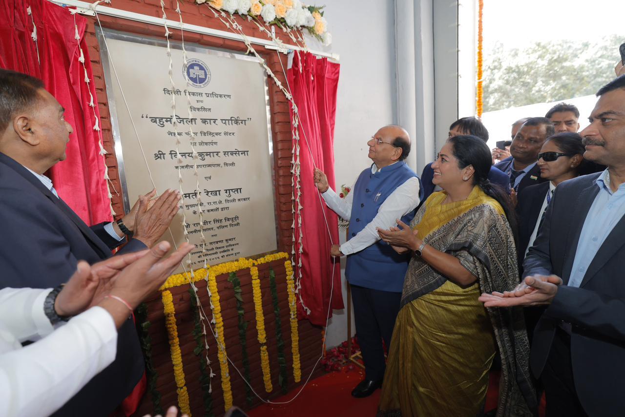 Delhi LG, CM open multi-level car parking at Nehru Place