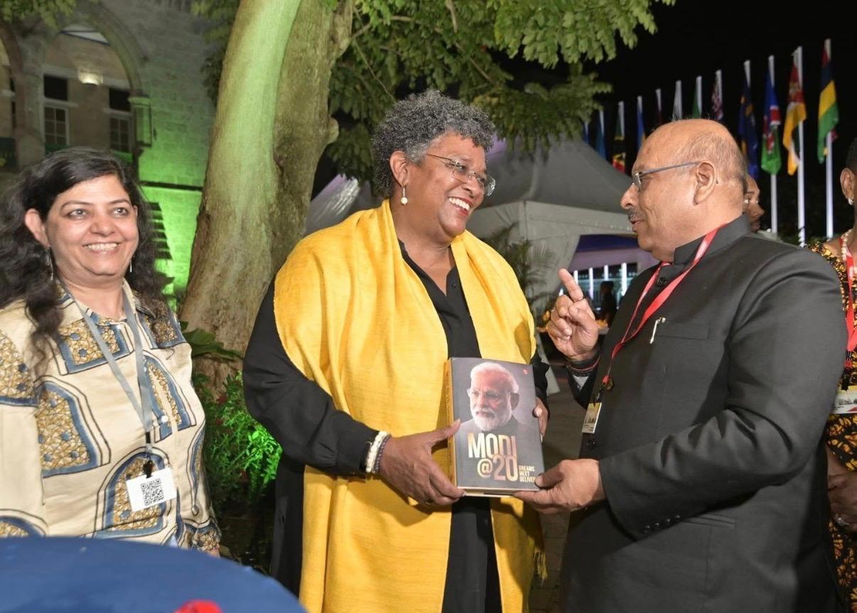 Delhi Speaker Vijender Gupta gifts book on PM Modi to Barbados premier