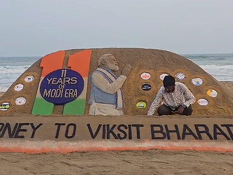 Country progressed in every field: Sand artist Pattnaik hails PM Modi’s leadership