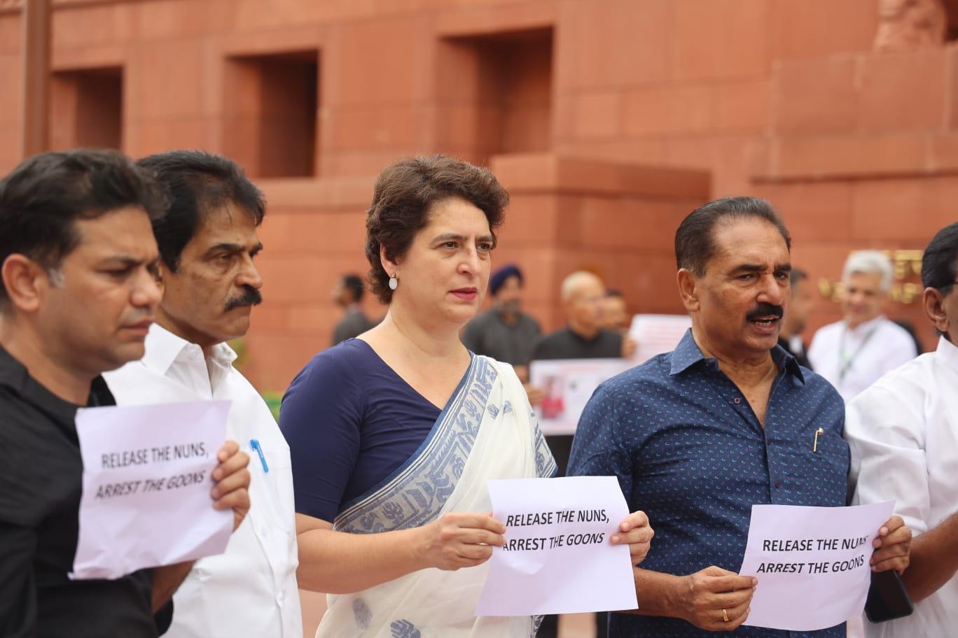 Priyanka Gandhi protests arrest of Kerala nuns, slams Centre for delaying Wayanad disaster fund
