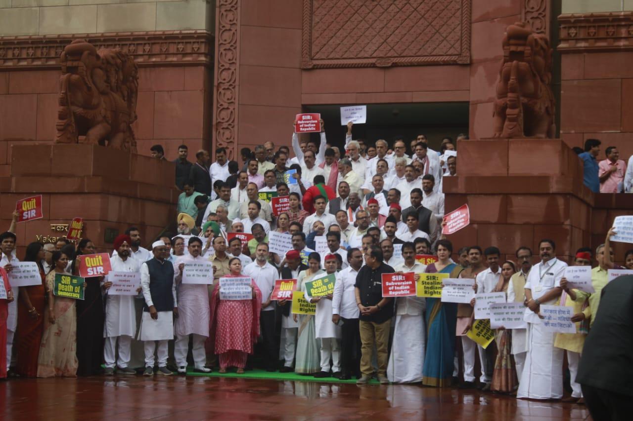 Opposition stages protest outside Parliament over 'SIR' drive in Bihar