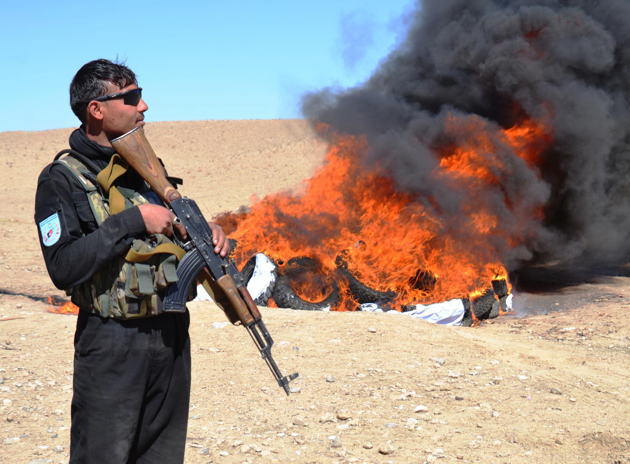 Police set on fire over 0.5 tonne of illegal drugs in south Afghanistan
