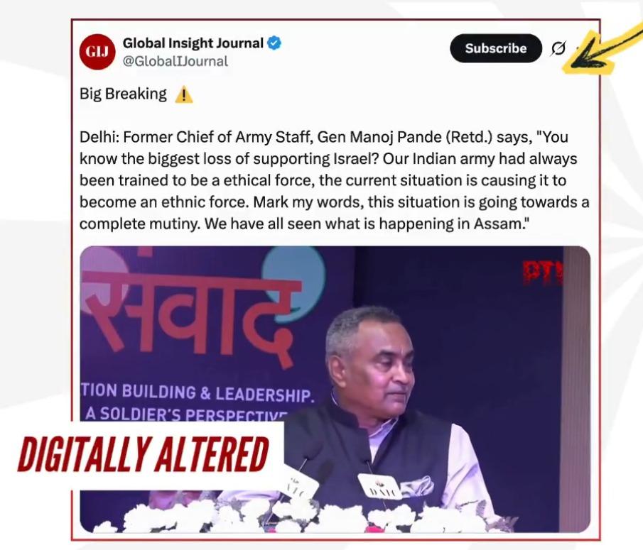 Govt warns of deepfake video of former Army Chief circulated online with misleading claims