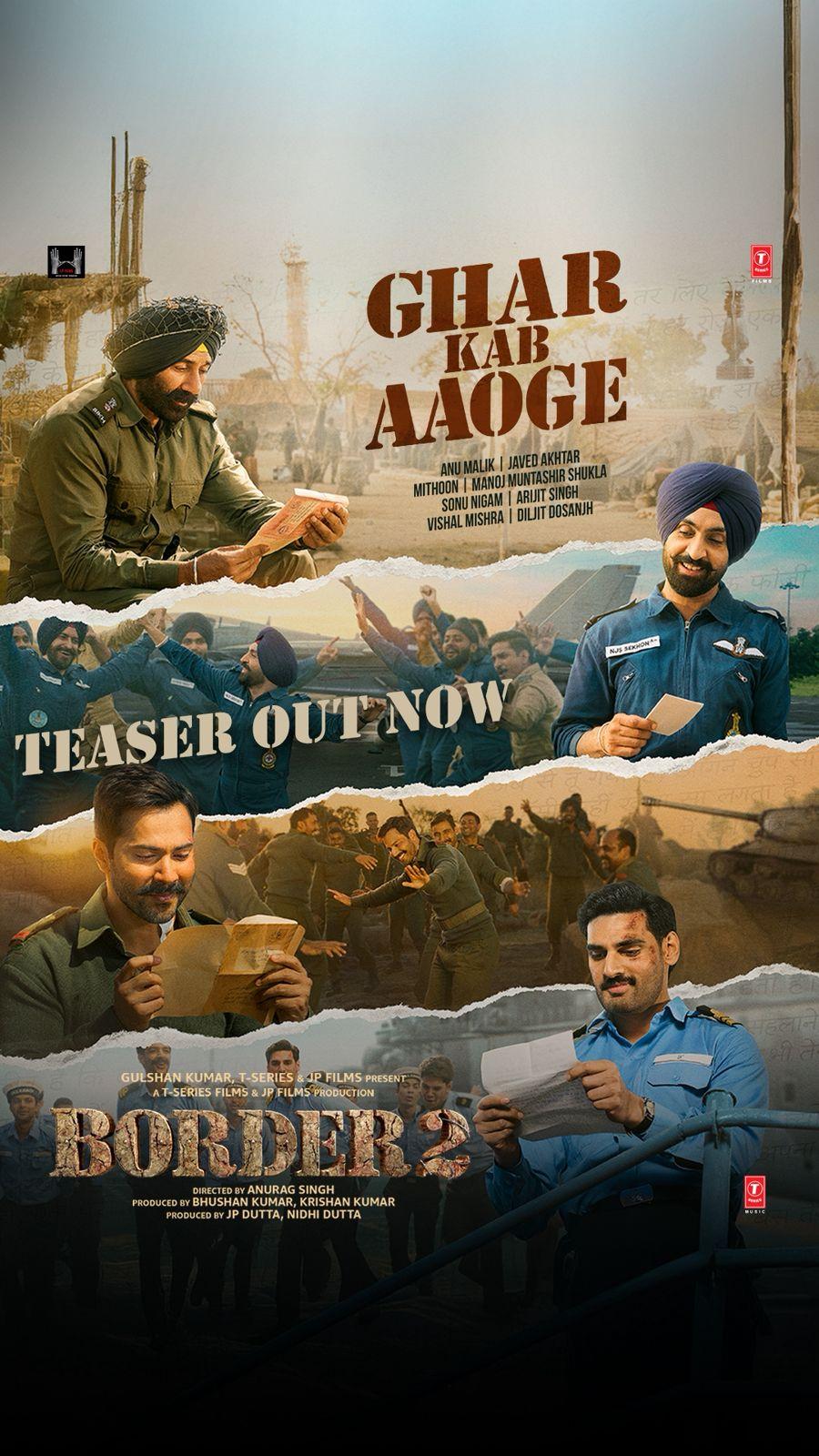 Border 2’s 'Ghar Kab Aaoge’ teaser brings together Sonu Nigam, Arijit Singh, and Diljit Dosanjh