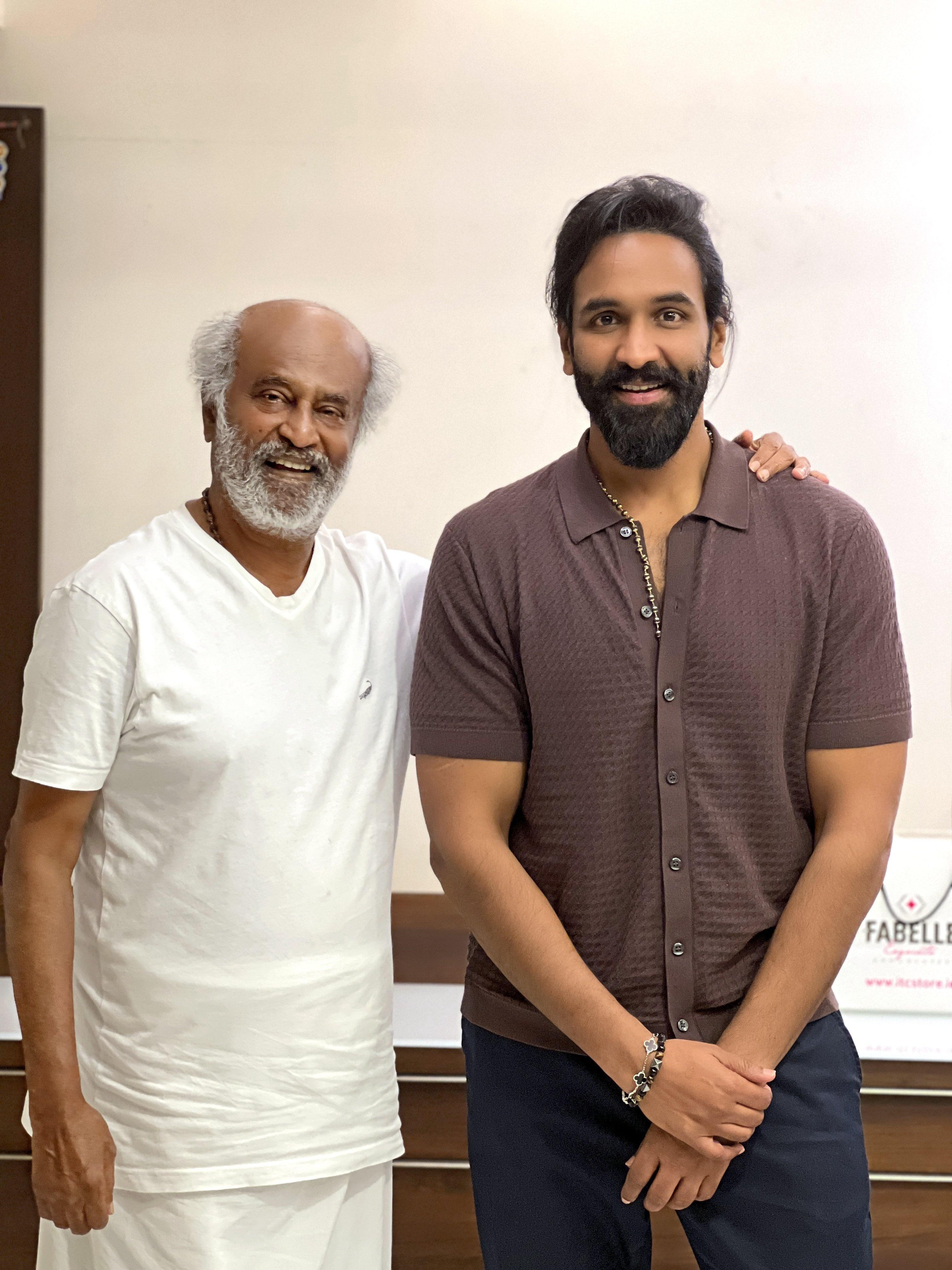 Rajinikanth hugs Vishnu Manchu after watching 'Kannappa'