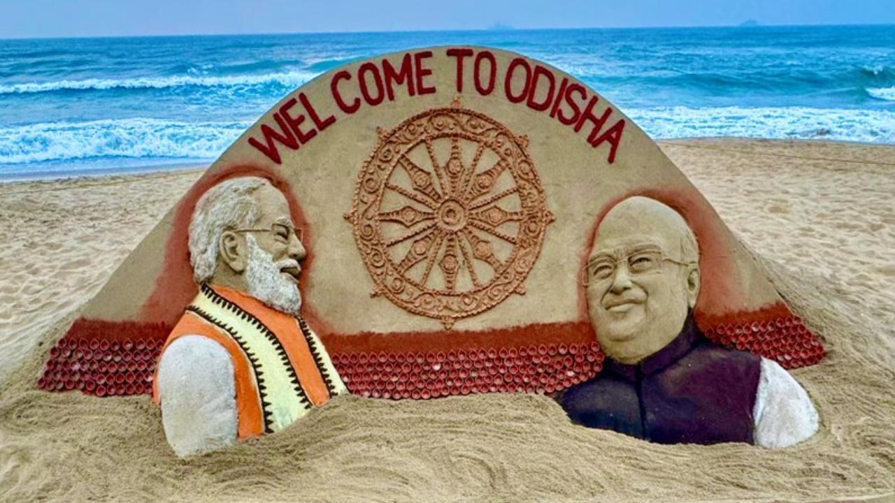 Sand art designed to welcome PM