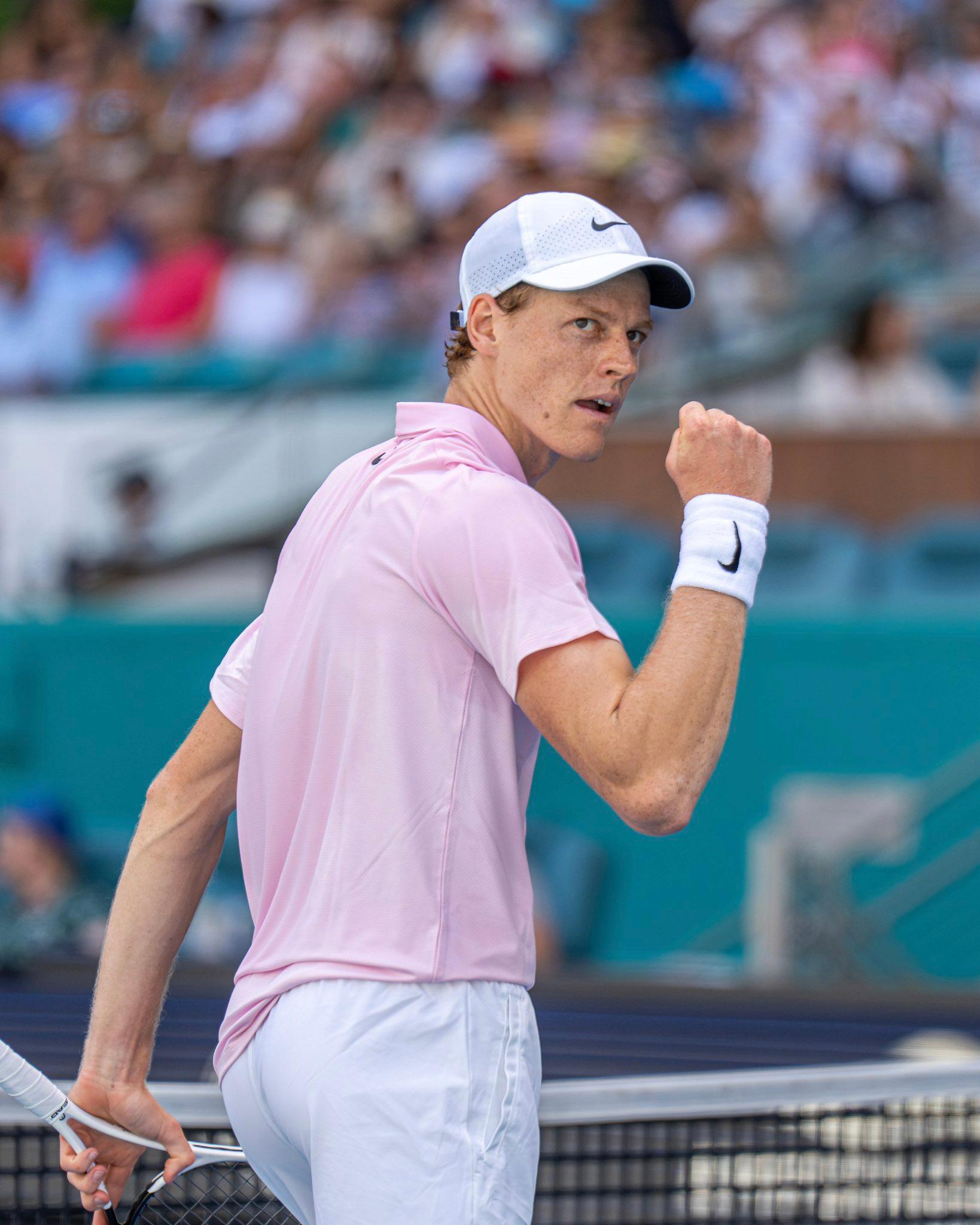 Sinner equals Djokovic's record with straight-set win in Miami opener