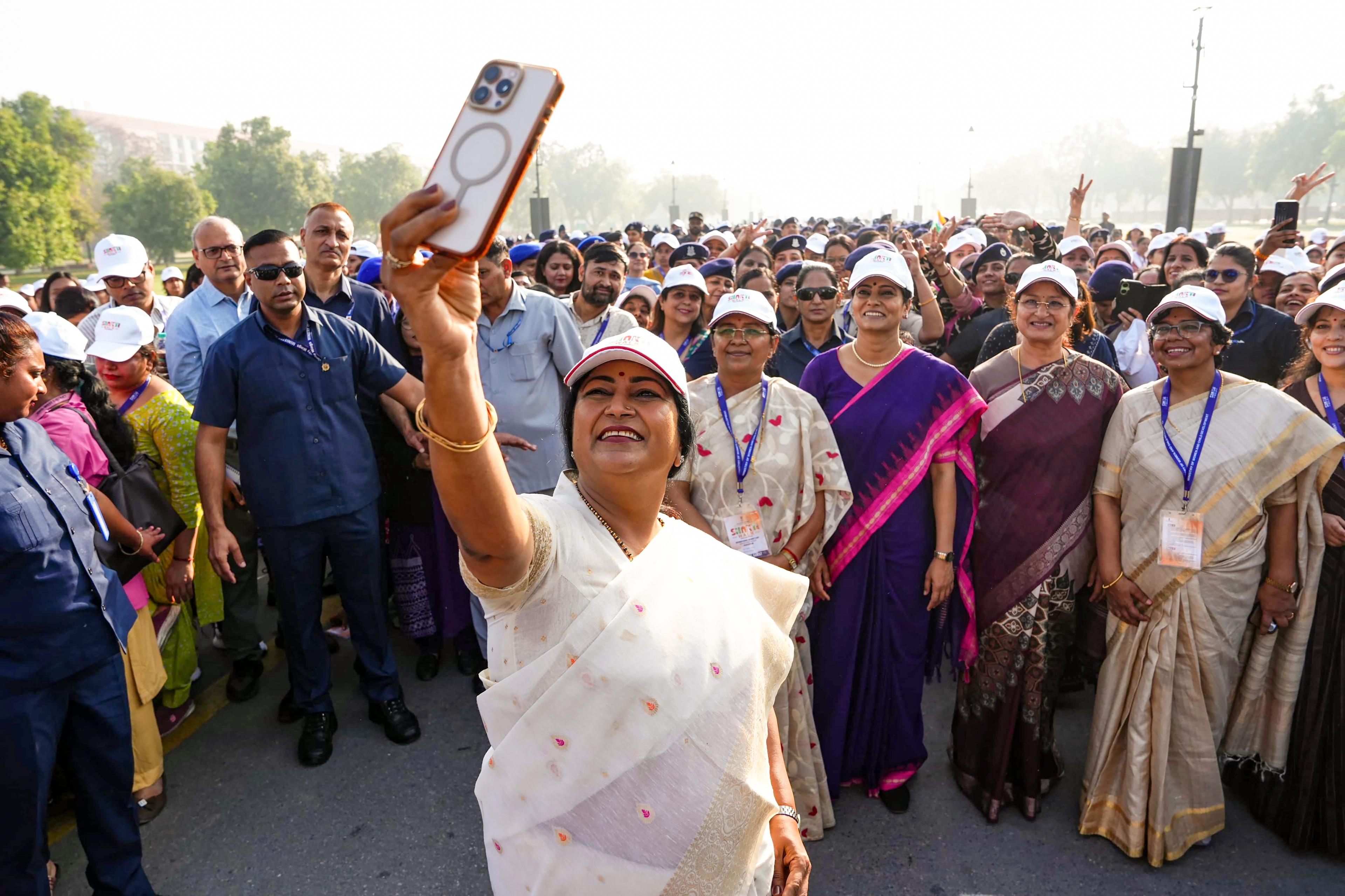 Delhi CM Rekha Gupta joins ‘Shakti Walk’ at Kartavya Path on Women’s Day