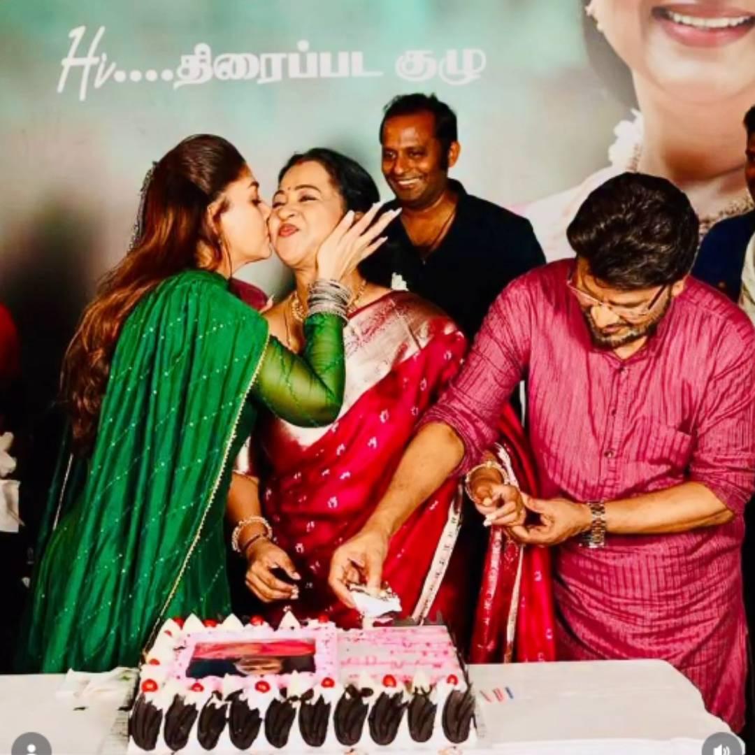Nayanthara pleasantly surprises Radhika; Celebrates Radhika's completion of 40 years in the film industry