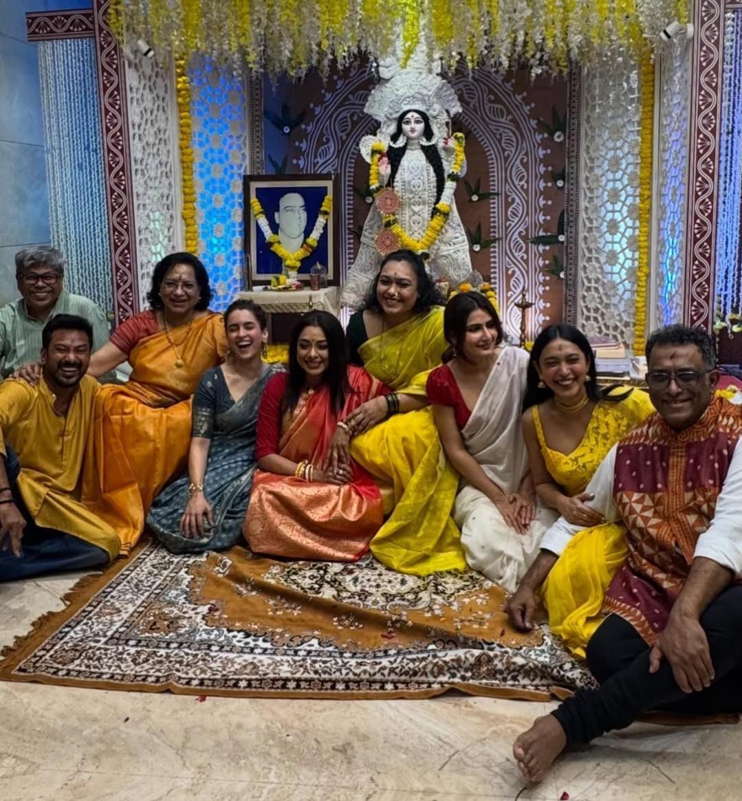 Anurag Basu's 31st year of Saraswati Pooja marks reunion of Dangal sisters Sanya Malhotra, Fatima Sana Shaikh