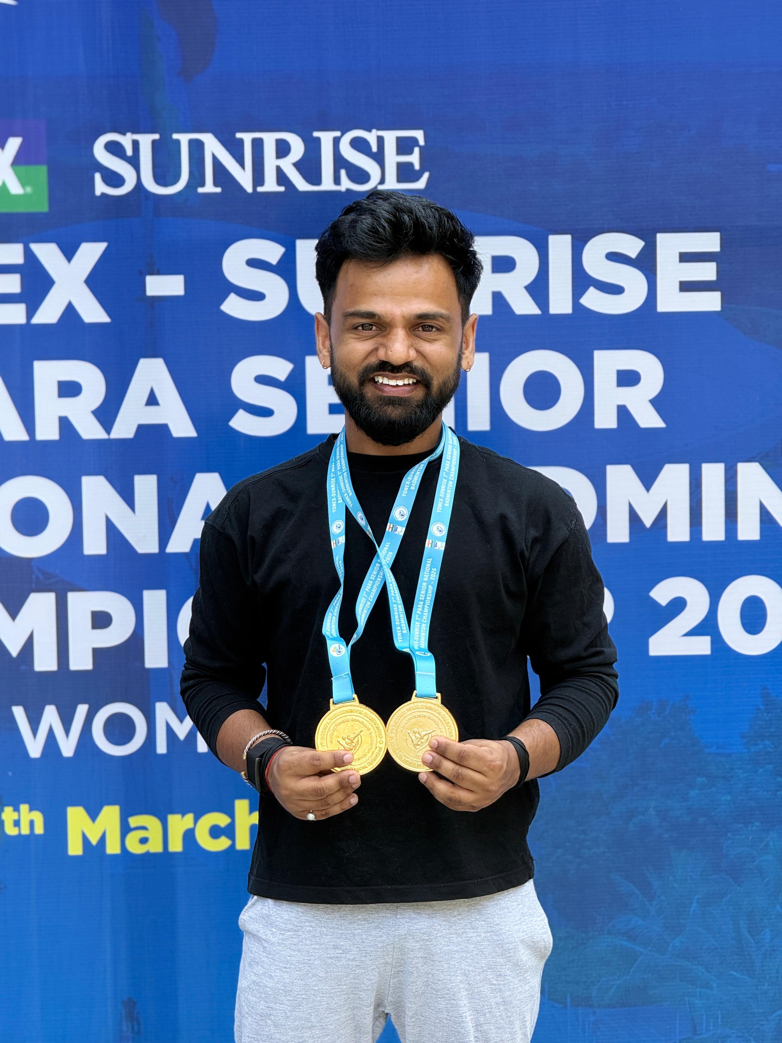 Krishna Nagar wins double gold at 7th Senior National Para Badminton Championship 2026