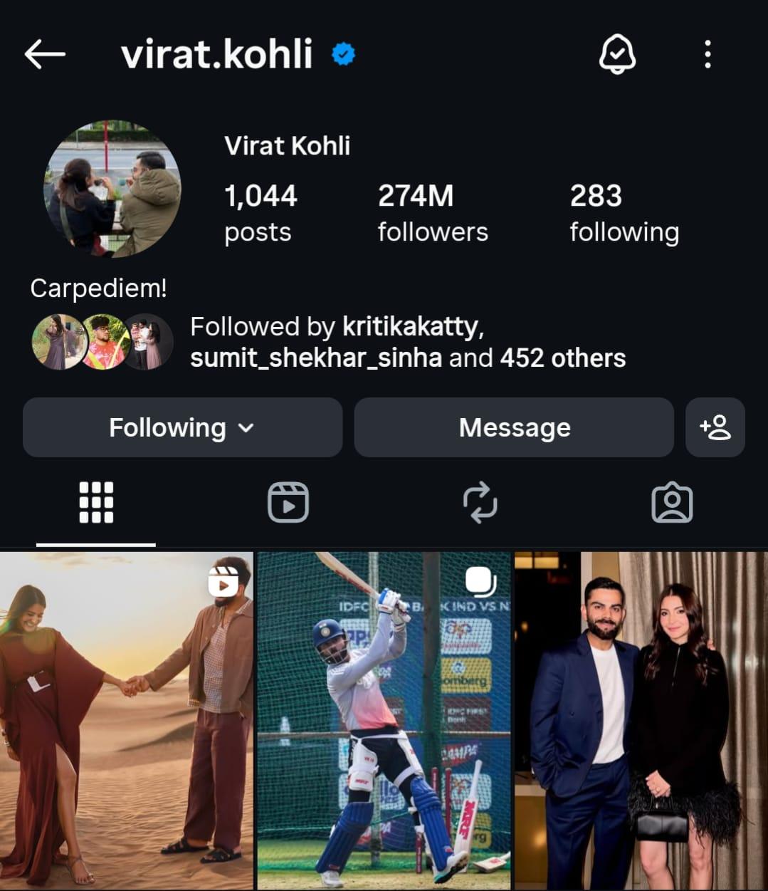 Virat Kohli's Instagram account reinstated after brief disappearance