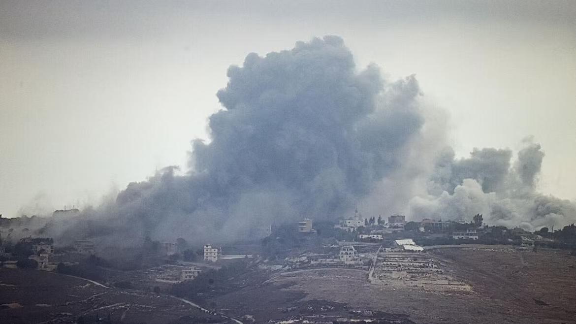 Israeli Air Force air strike on a village in southern Lebanon