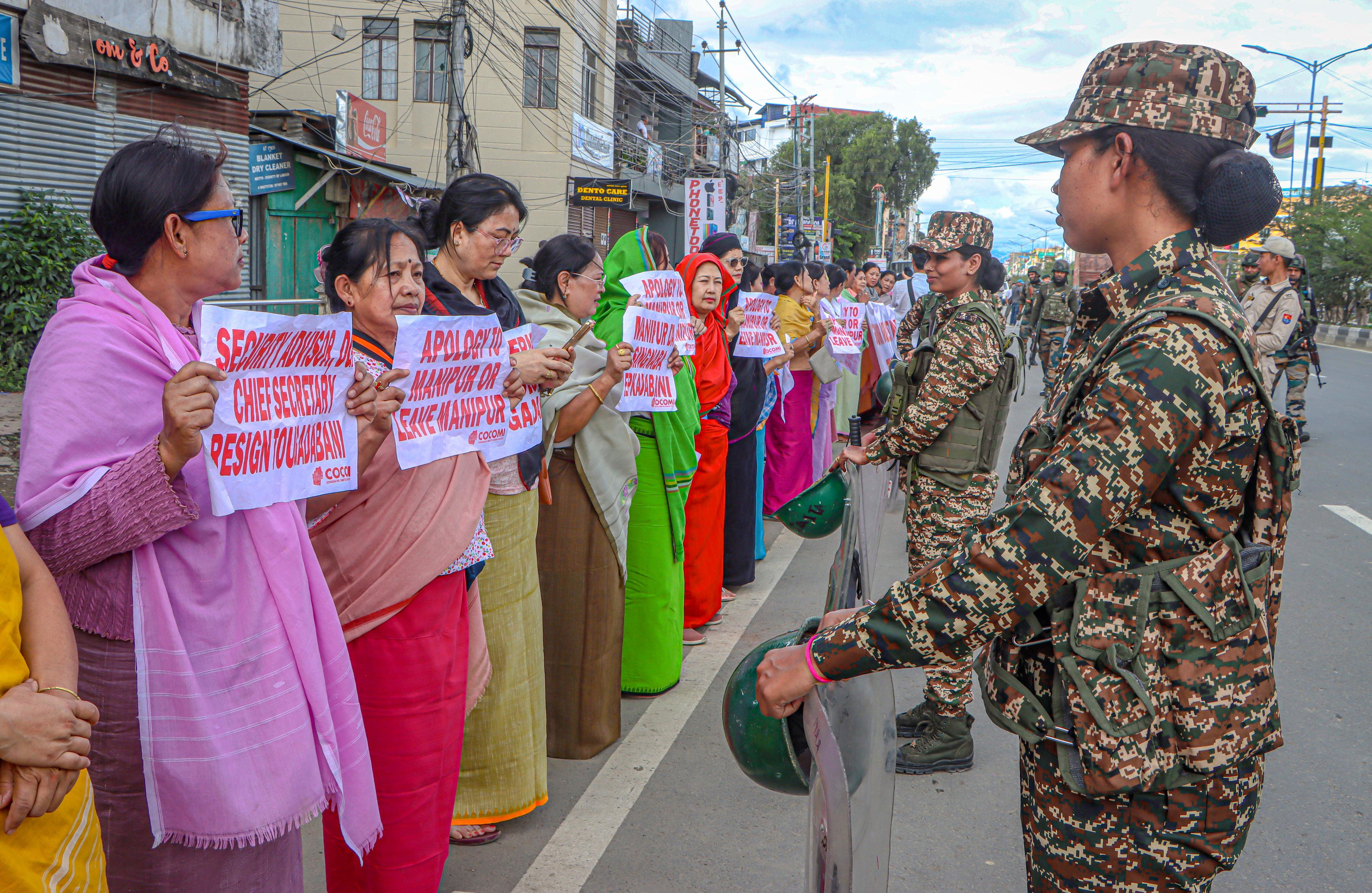 Protest rally in Imphal: Manipur Guv takes chopper ride from airport to Raj Bhavan