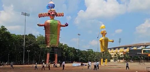 Ranchi: Final preparations underway for Ravan Dahan at Morabadi ground amid rain disruption