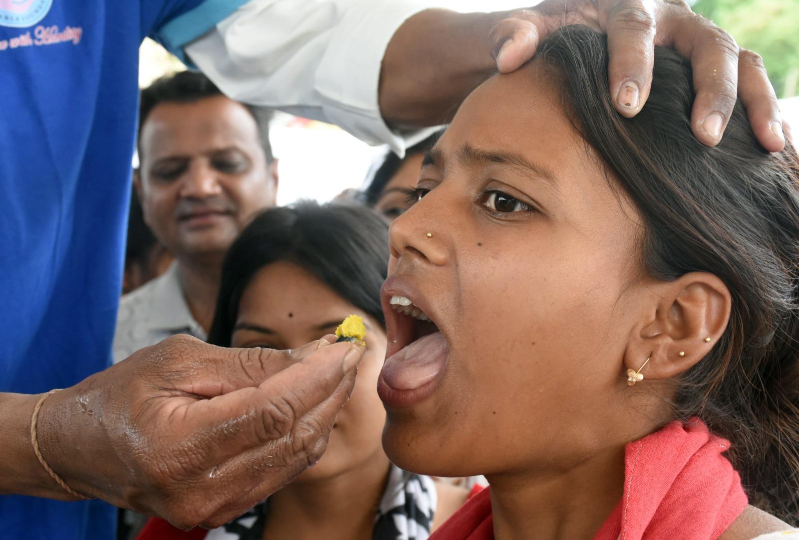 Asthma patients line up at Hyderabad's Exhibition Grounds to take 'fish prasadam'