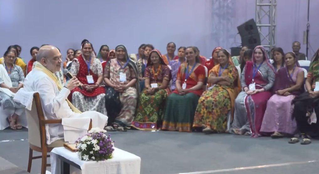 HM Amit Shah holds ‘Sahkar Samvad’ with women cooperative workers of three states