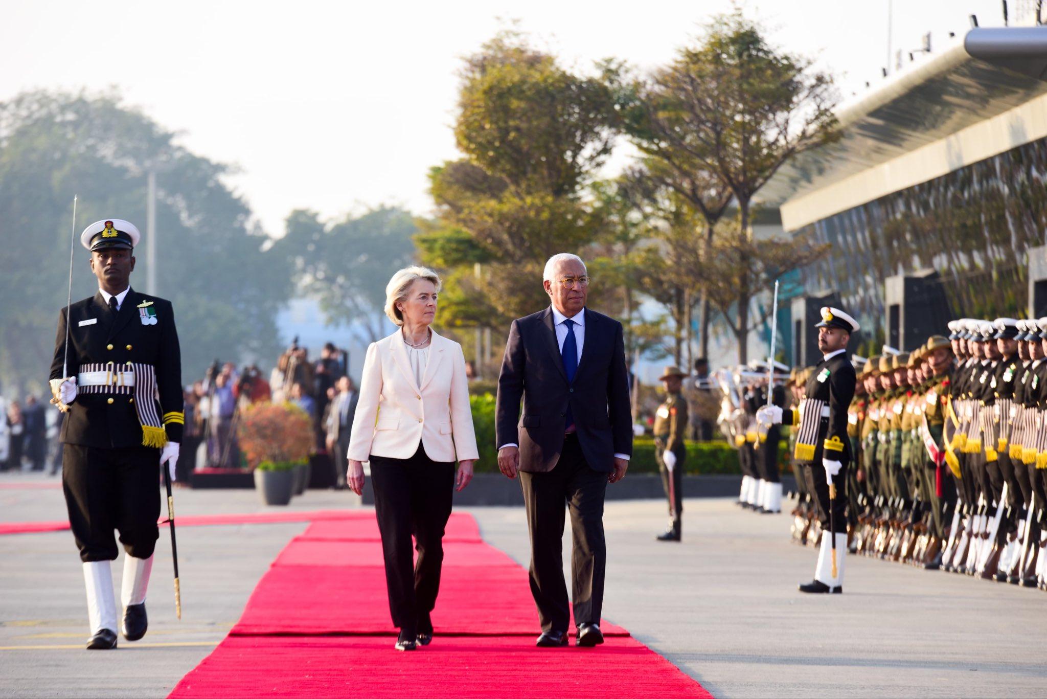 EU leaders receive ceremonial welcome and Guard of Honour in India