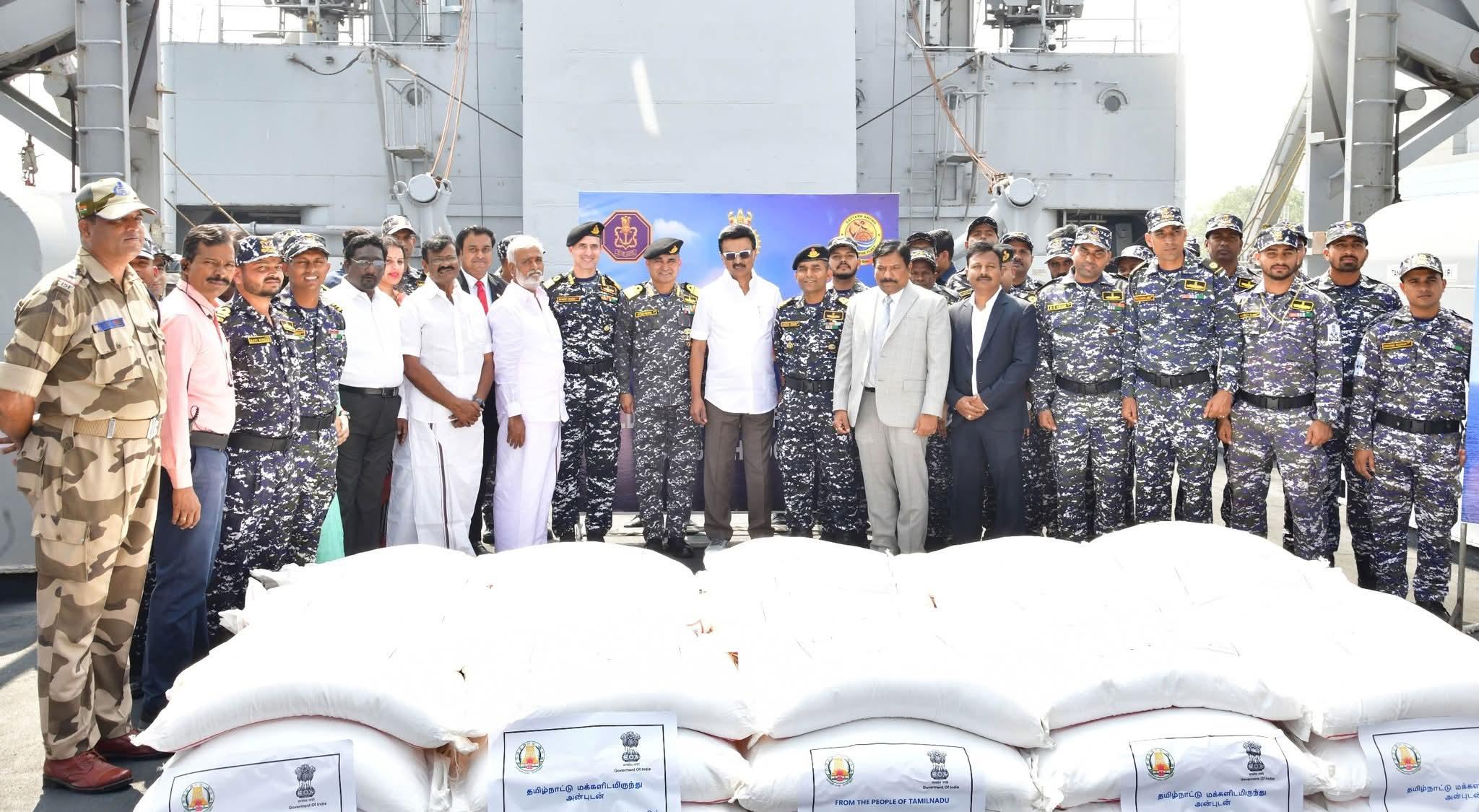 TN sends 950 tonnes of humanitarian aid to cyclone-hit Sri Lanka