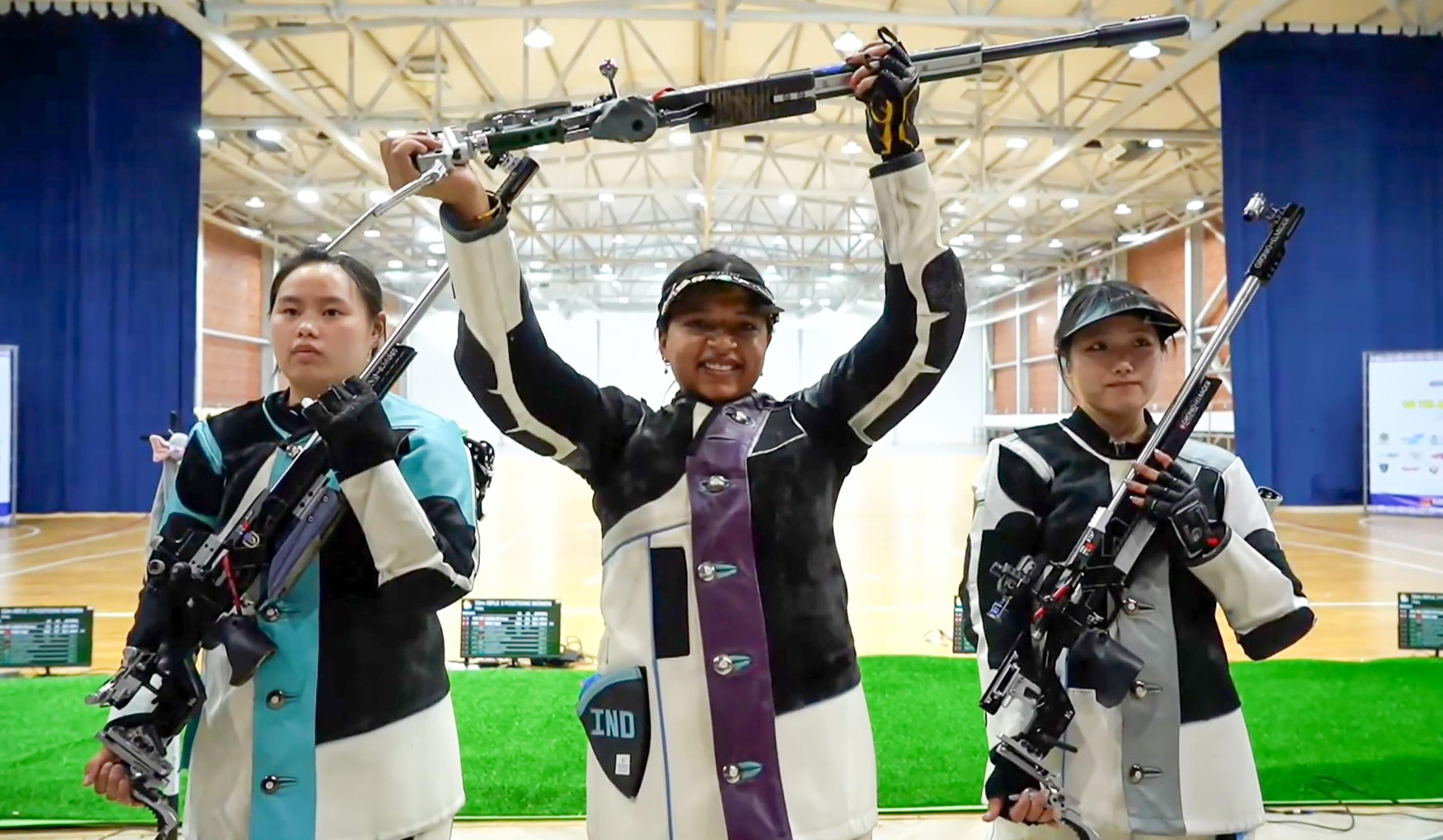 Sift Kaur wins individual and team gold in women's 50m rifle 3P event