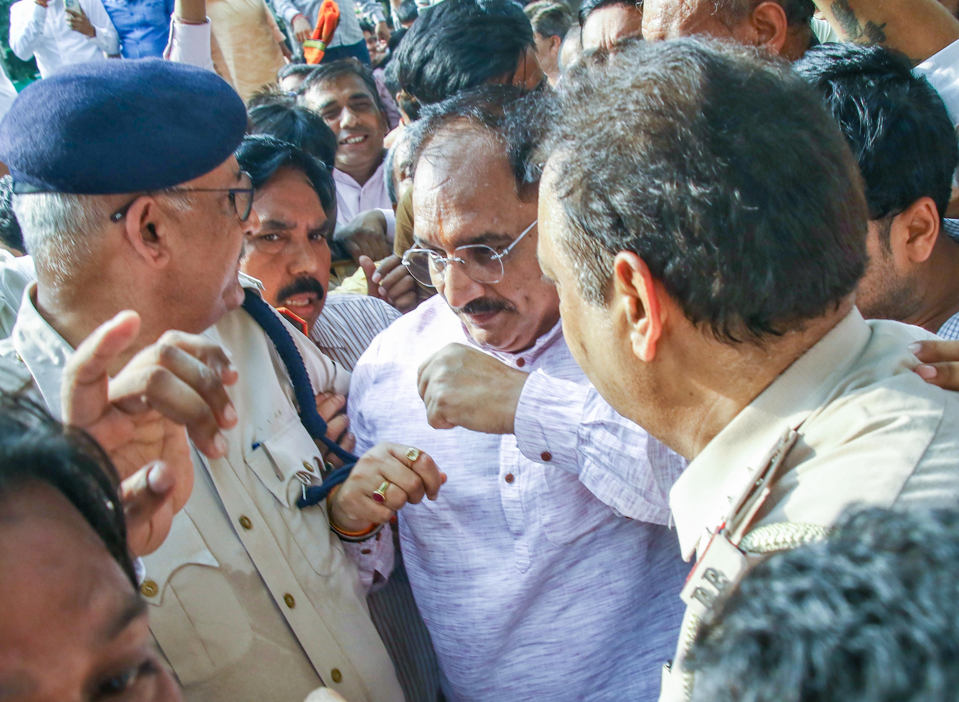 Delhi BJP chief detained during protest against vandalism at Tagore's ancestral house in B'desh