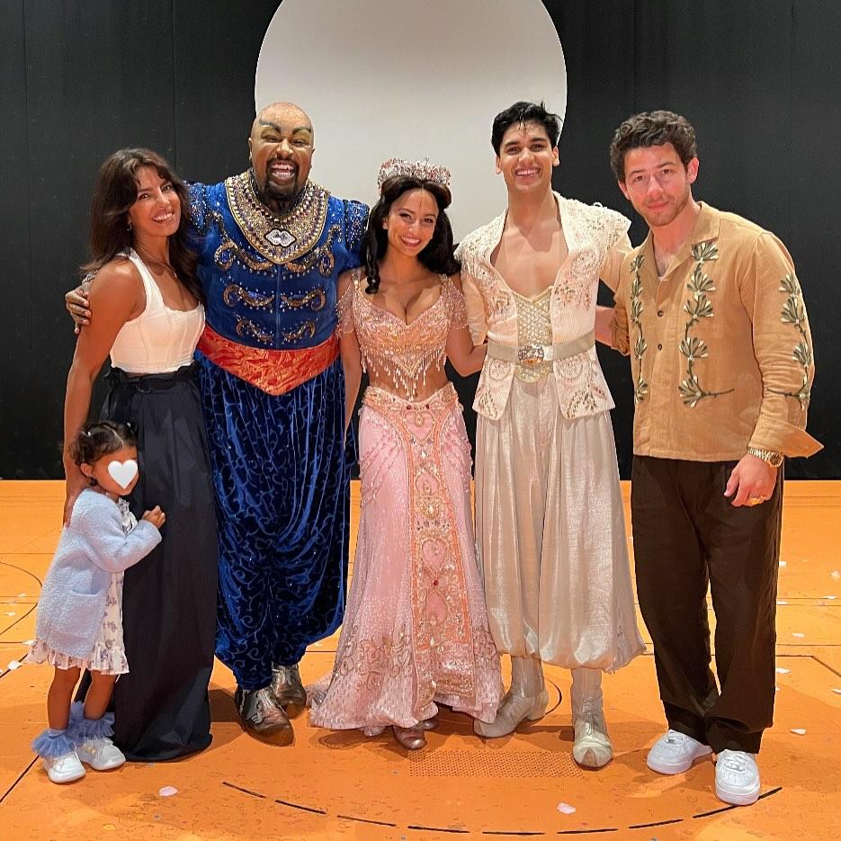 Malti plays with a lamp as parents Priyanka, Nick take her for ‘Aladdin’ Broadway show