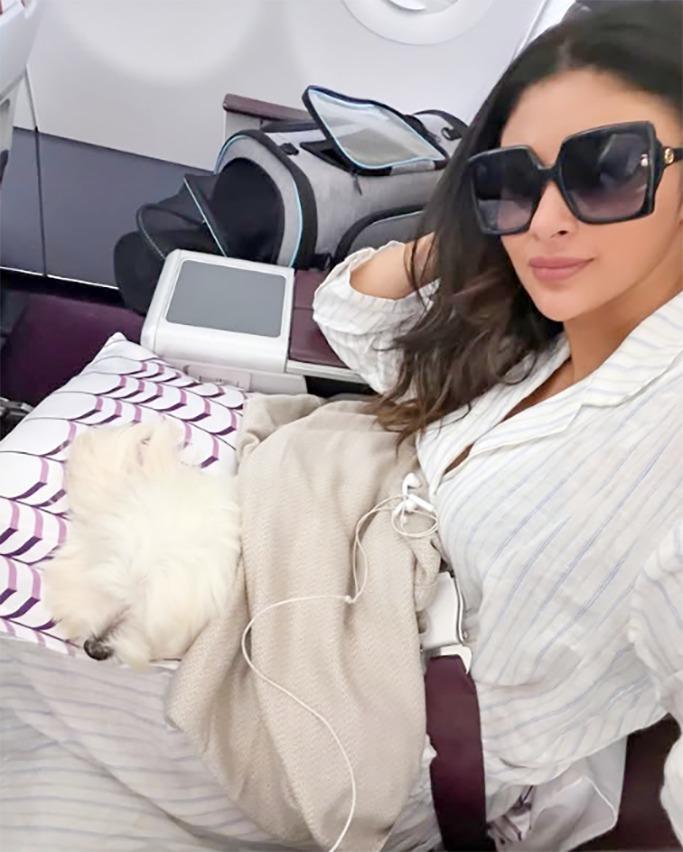 Mouni Roy’s pet dog travels with her in business class