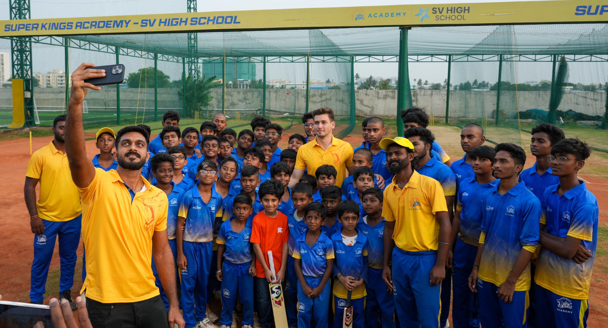 IPL 2025: CSK's Noor Ahmed, Vijay Shankar give tips to academy kids in Vanagaram, Chennai