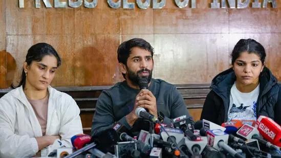 Indian wrestlers Vinesh Phogat Bajrang Punia and Sakshi Malik