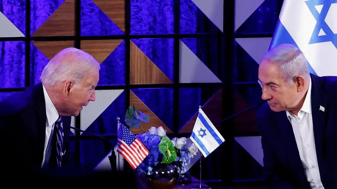 Joe Biden attends a meeting with Benjamin Netanyahu
