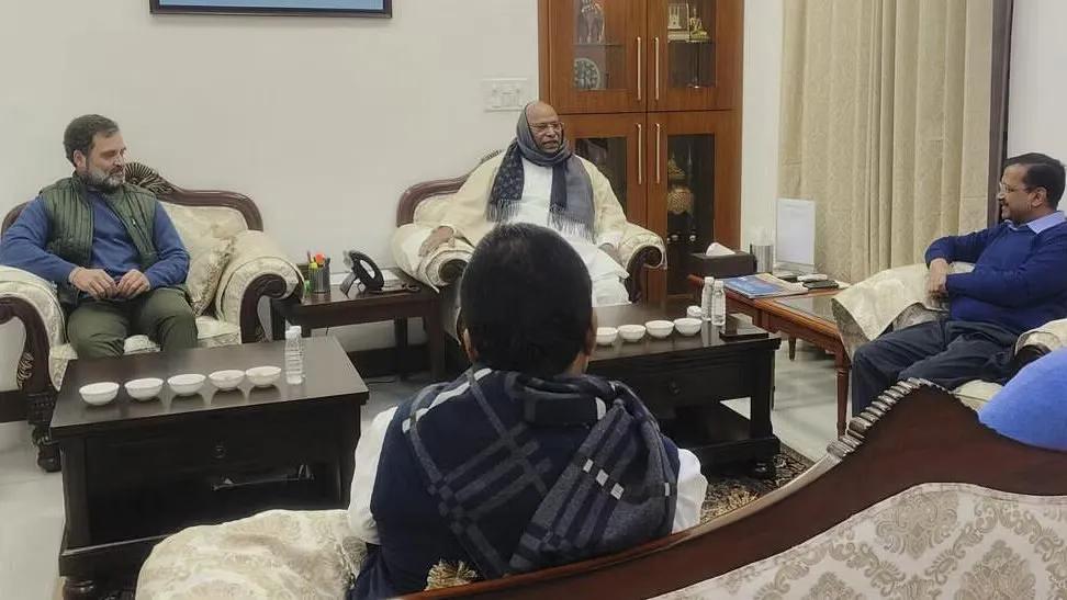 Mallikarjun Kharge, Rahul Gandhi, and Arvind Kejriwal