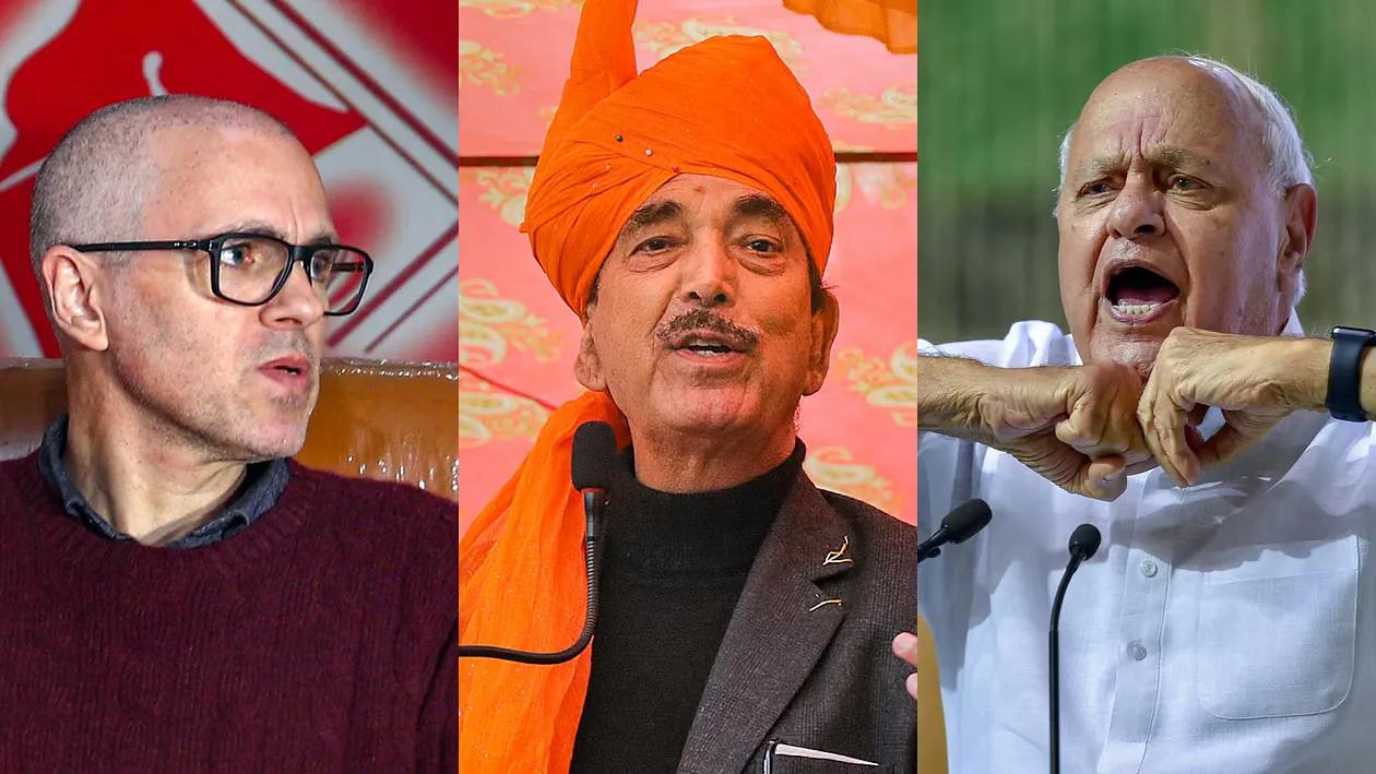 Omar Abdullah, Farooq Abdullah and Ghulam Nabi Azad