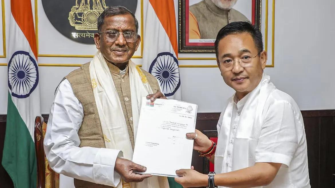 Prem Singh Tamang meets Governor Lakshman Prasad Acharya