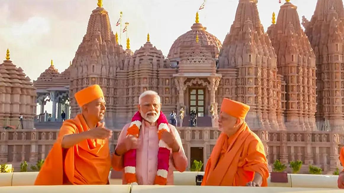 Prime Minister Narendra Modi during the inauguration of the BAPS Hindu Mandir, in Abu Dhabi.