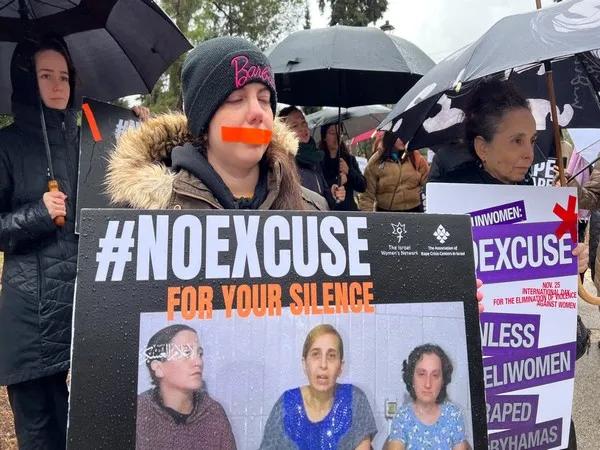 Protest against international silence over sexual violence by Hamas on southern Israel on October 7