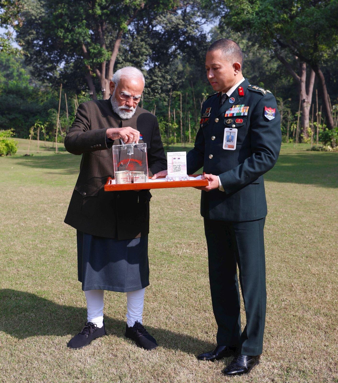 PM Modi calls for contribution to Armed Forces Flag Day fund; hails their devotion to nation