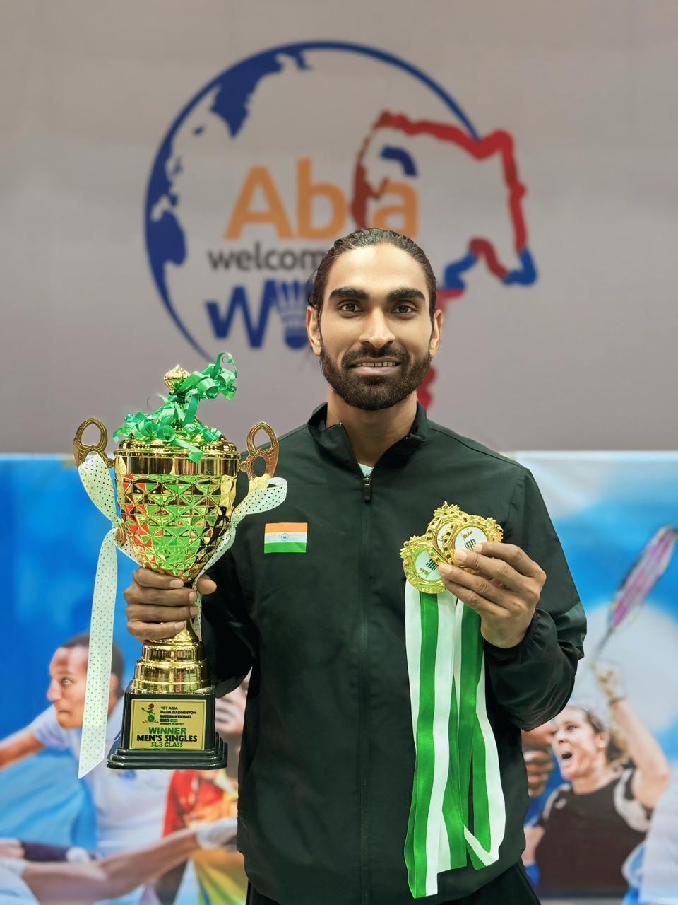 Pramod Bhagat shines with triple gold and at Abia Para Badminton International