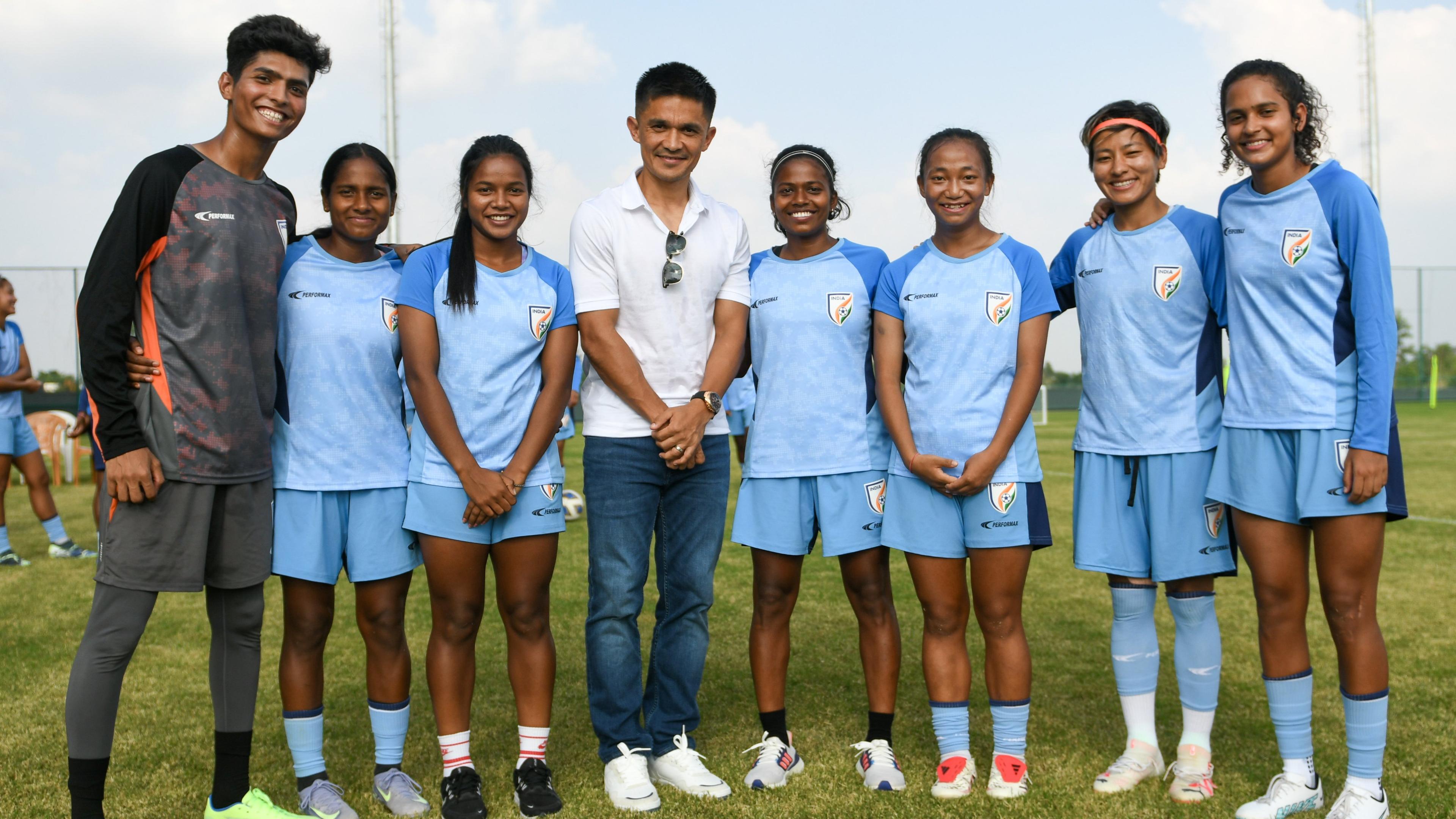 Sunil Chhetri visits women's national camp in Bengaluru ahead of international friendlies